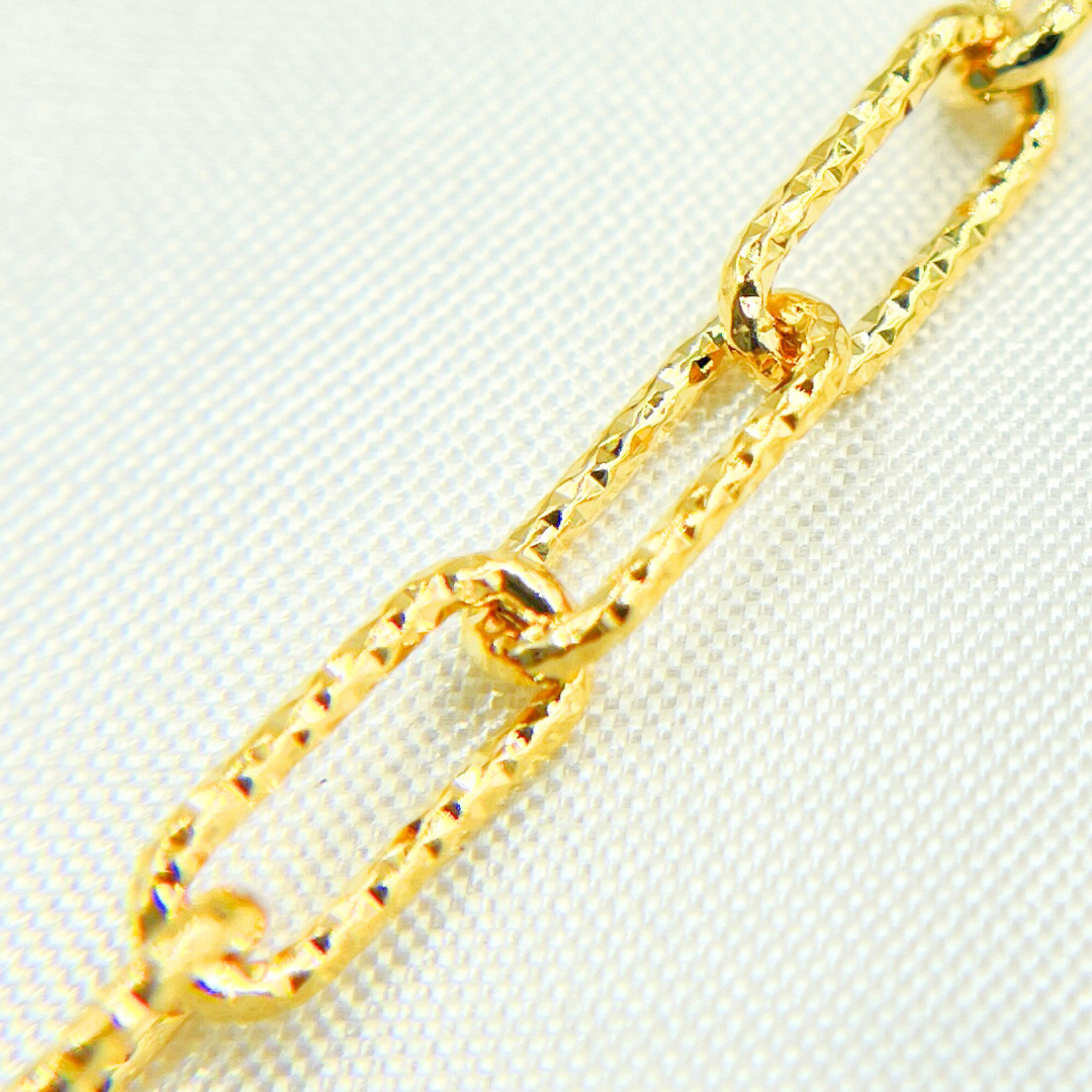 Gold Plated Sterling Silver Diamond Cut Paperclip Chain