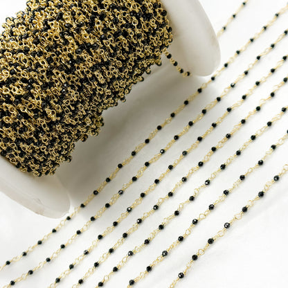 Black Spinel Gold Plated Sterling Silver Wire Chain