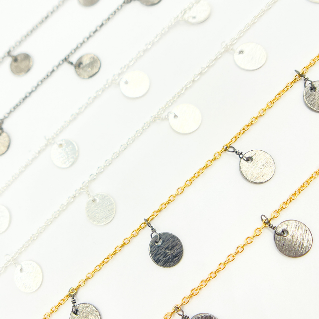 Sterling Silver Disc Dangle Wire Chain