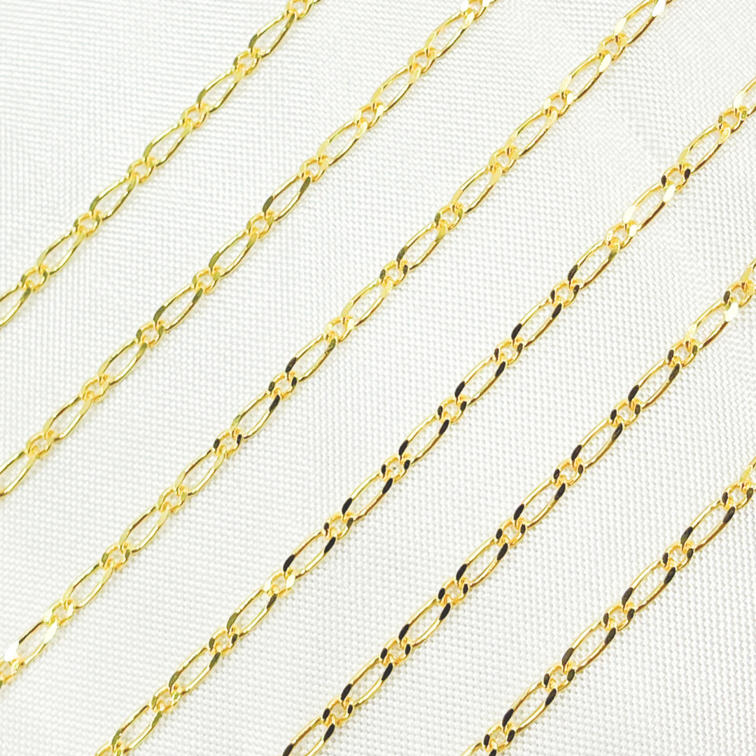 14k Solid Yellow Gold Short & Long Link Chain by Foot