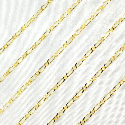 14k Solid Yellow Gold Short & Long Link Chain by Foot