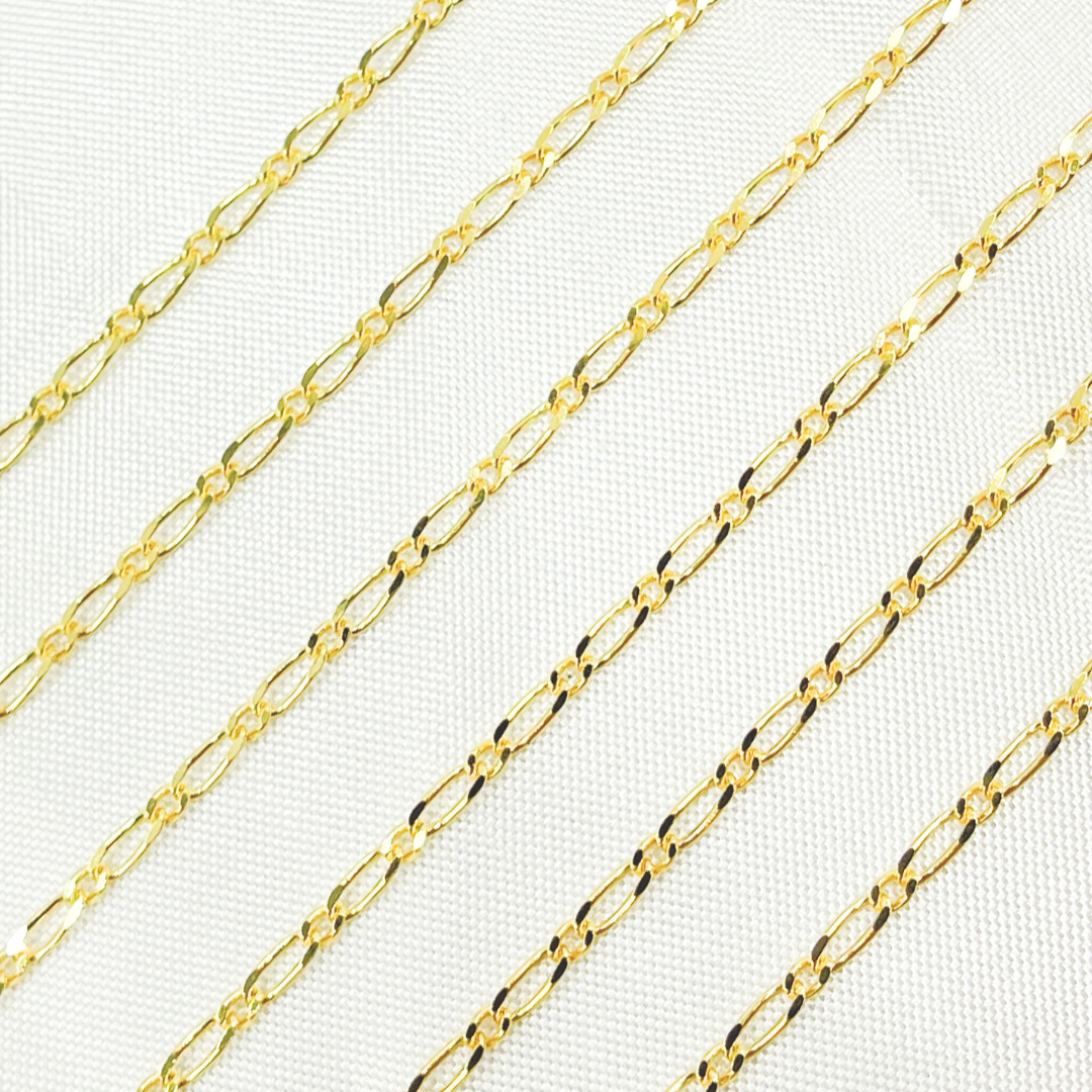 040GA1T2BYFT. 14k Solid Yellow Gold Short & Long Link Chain by Foot