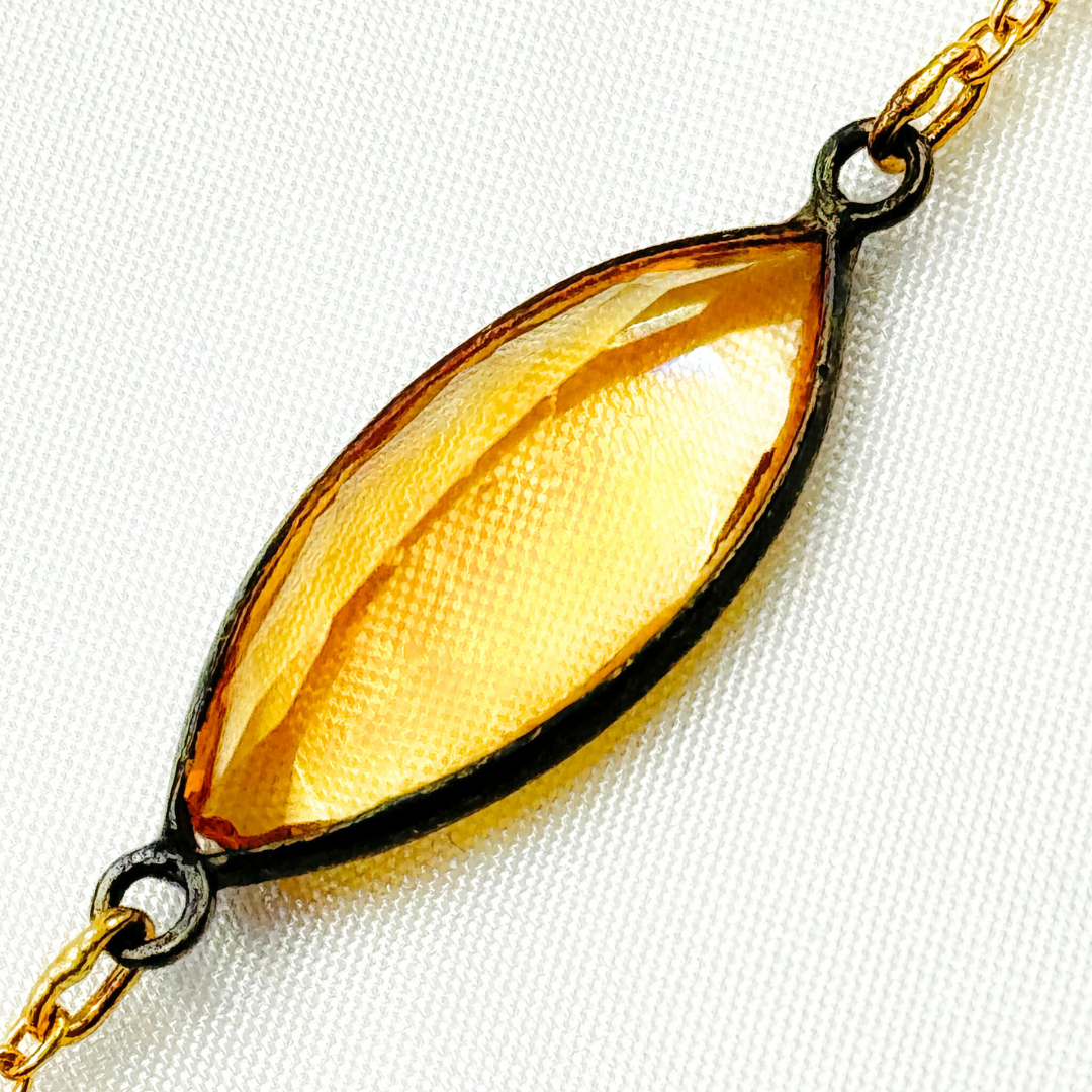 Multi Gemstone Organic Shape Connected Wire Chain.