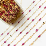 Load image into Gallery viewer, V295WNGF. 14K Gold Filled Wine Color Enamel with Paperclip and Diamond Cut Marina Links