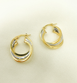 Load image into Gallery viewer, GER19. 14K Two-Tone Gold Hollow Hoop Earrings
