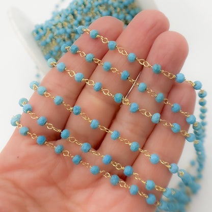 Gold Plated Sterling Silver Turquoise Wire Chain
