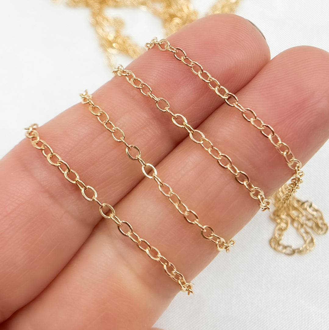 1617FGF. 14K Gold Filled Flat Round 2mm Link Chain