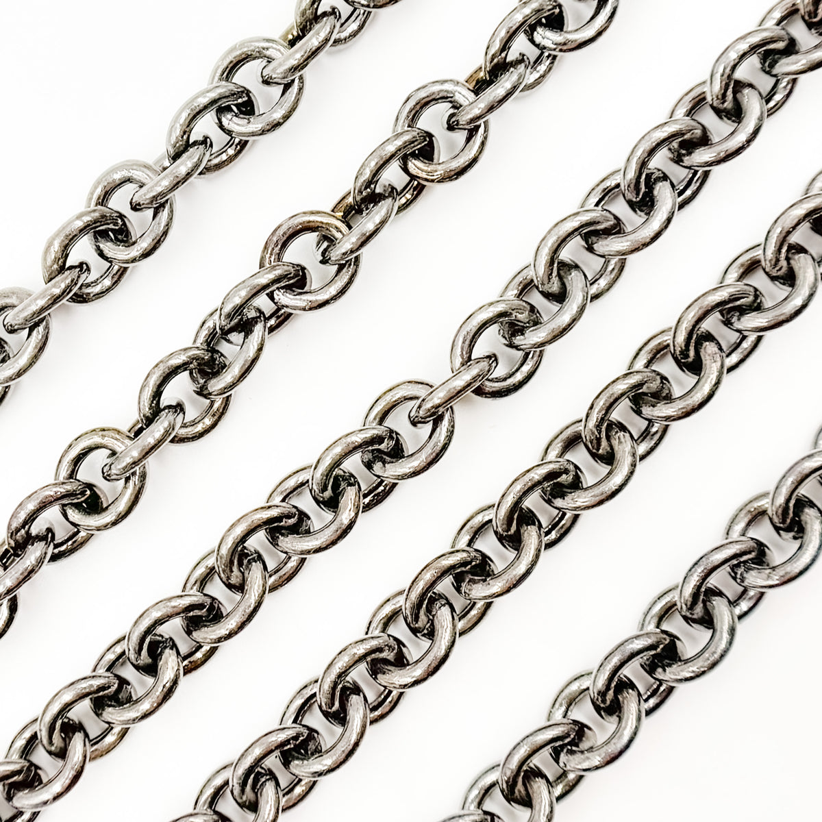 Black Rhodium Sterling Silver Cable Chain