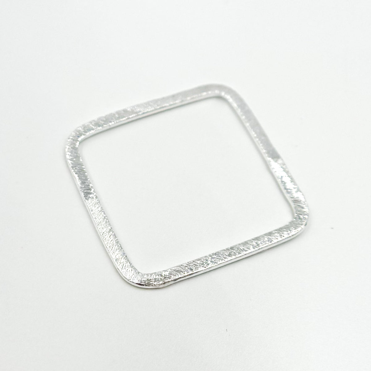 White Sterling Silver Brushed Square Connector