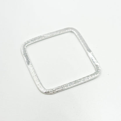 White Sterling Silver Brushed Square Connector