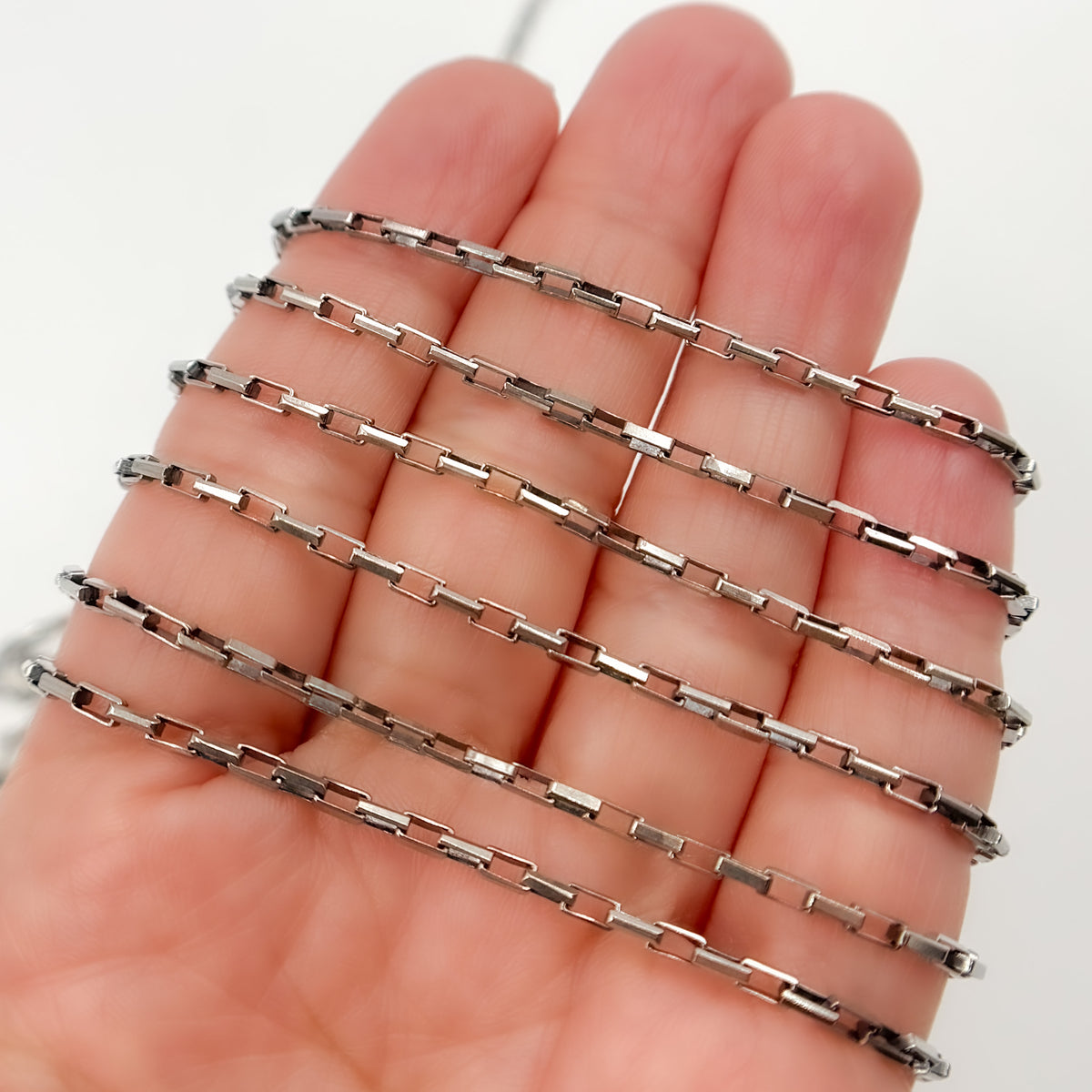 Oxidized Sterling Silver Box Chain
