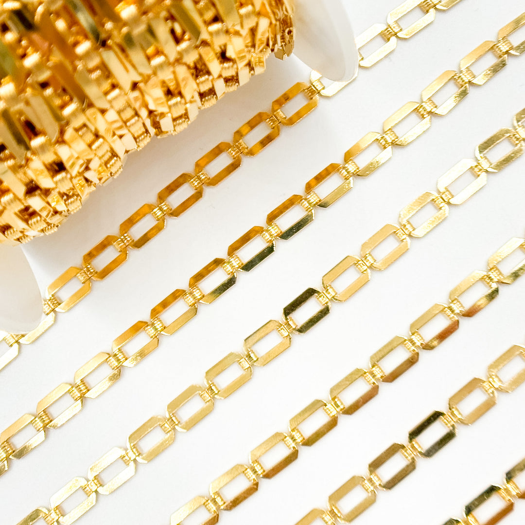 60GF. 14K Gold-Filled Modern Rectangular Fancy Link Chain