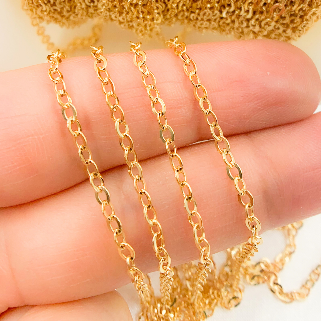 14k Gold Filled Flat Round Link Chain. 1813FGF