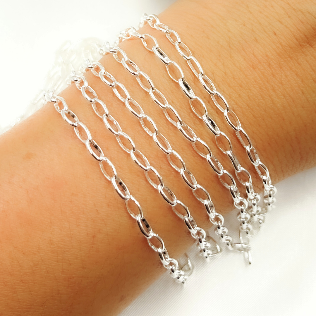 V21SS. Sterling Silver Smooth Oval Link Chain