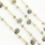 Load image into Gallery viewer, Labradorite &amp; Pearl Gold Plated Wire Chain. LAB4
