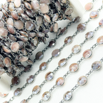 Load image into Gallery viewer, Coated Chocolate Moonstone Round Shape Bezel Oxidized Wire Chain. CMS13
