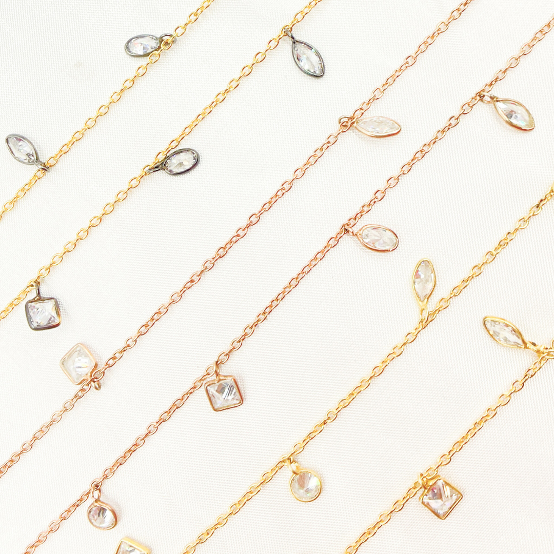 Mix Shape Cubic Zirconia Dangle Chain