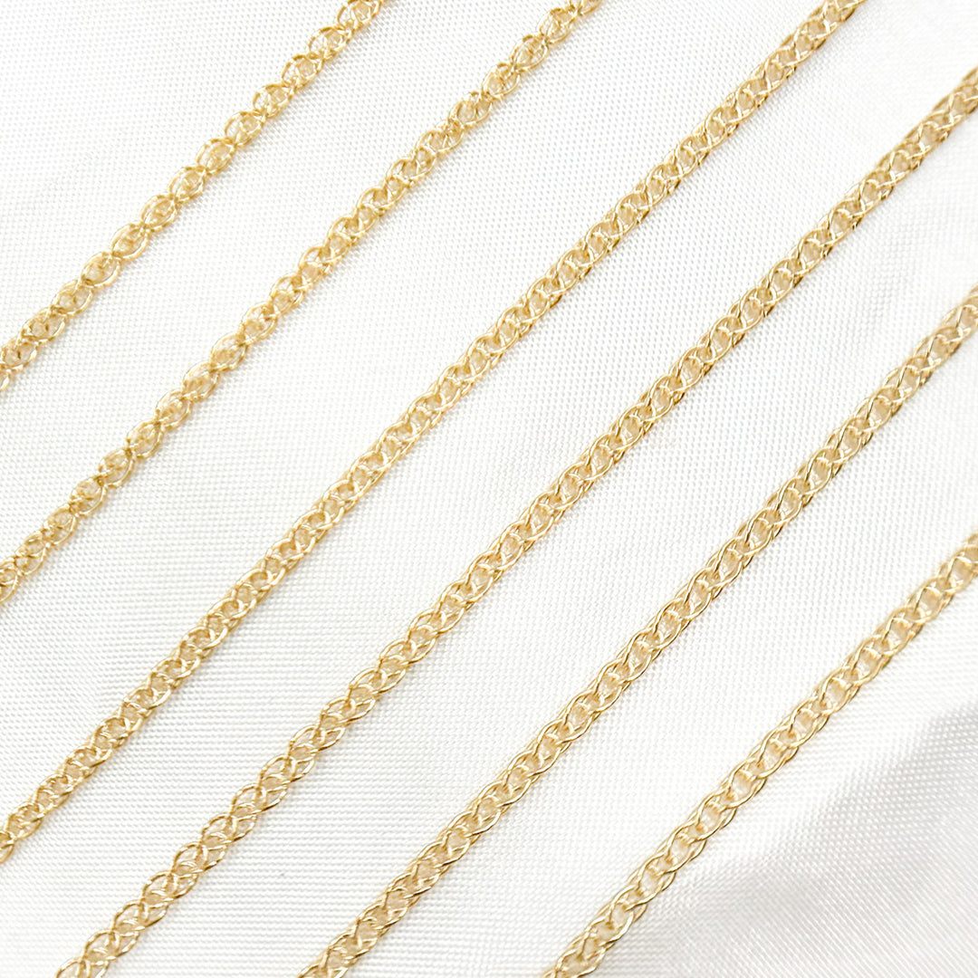 035SPLLGBYFT. 14K Solid Gold Wheat Chain