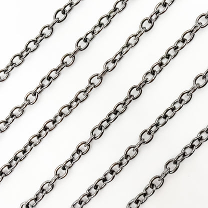 Black Rhodium Sterling Silver Cable Chain