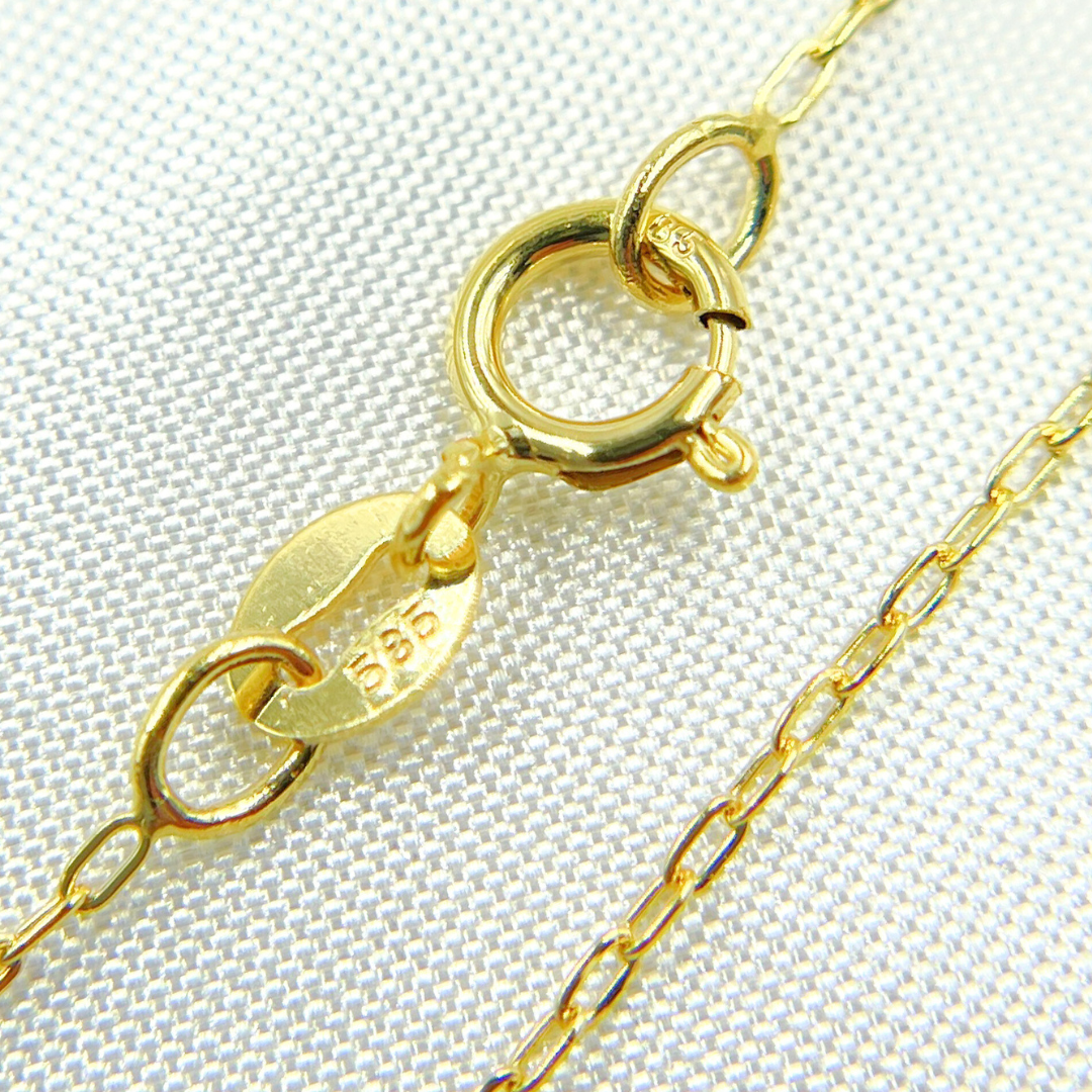 14k Solid Yellow Gold Smooth Cable Link Chain