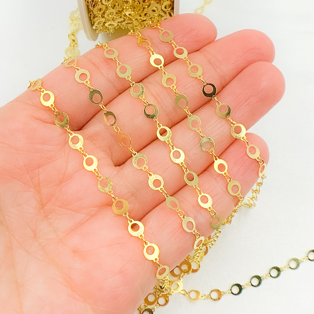 V20GP. Gold Plated 925 Sterling Silver Circle Link Chain