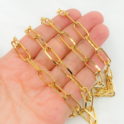 Gold Plated Sterling Silver Diamond Cut Paperclip Chain
