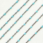 Load image into Gallery viewer, Oxidized 925 Sterling Silver Enamel Turquoise Color Cable Chain.  V203TUROX
