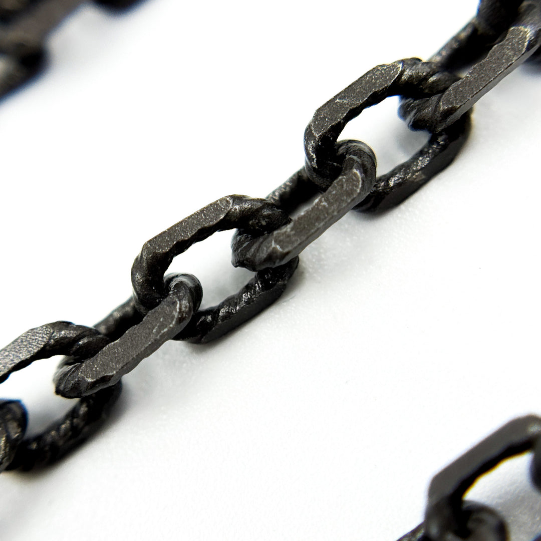 V33BRM. Black Rhodium Matte Sterling Silver Diamond Cut Cable Link Chain