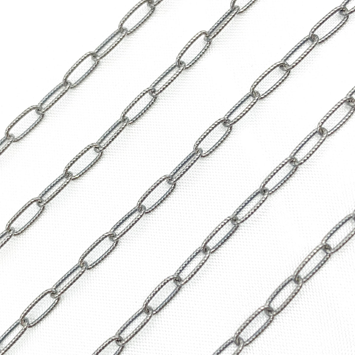 Oxidized Sterling Silver Hammered Paperclip Chain