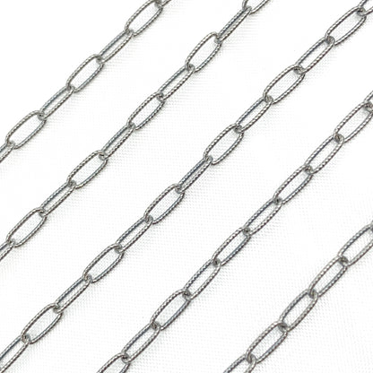Oxidized Sterling Silver Hammered Paperclip Chain