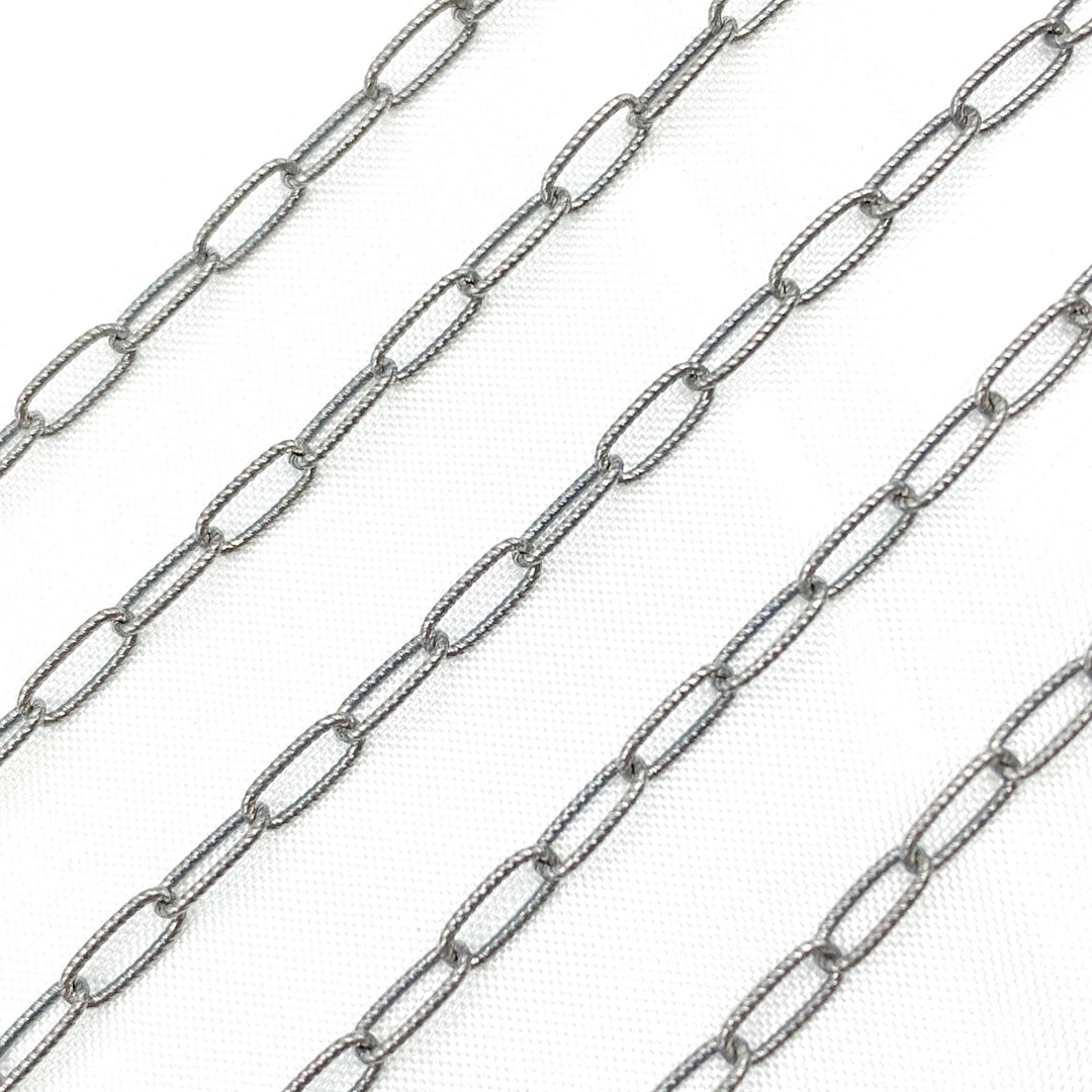 Oxidized 925 Sterling Silver Hammered Paperclip Chain. 2505LOX