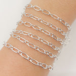 Load image into Gallery viewer, Y136SS. Sterling Silver Smooth Long and Short Link Chain

