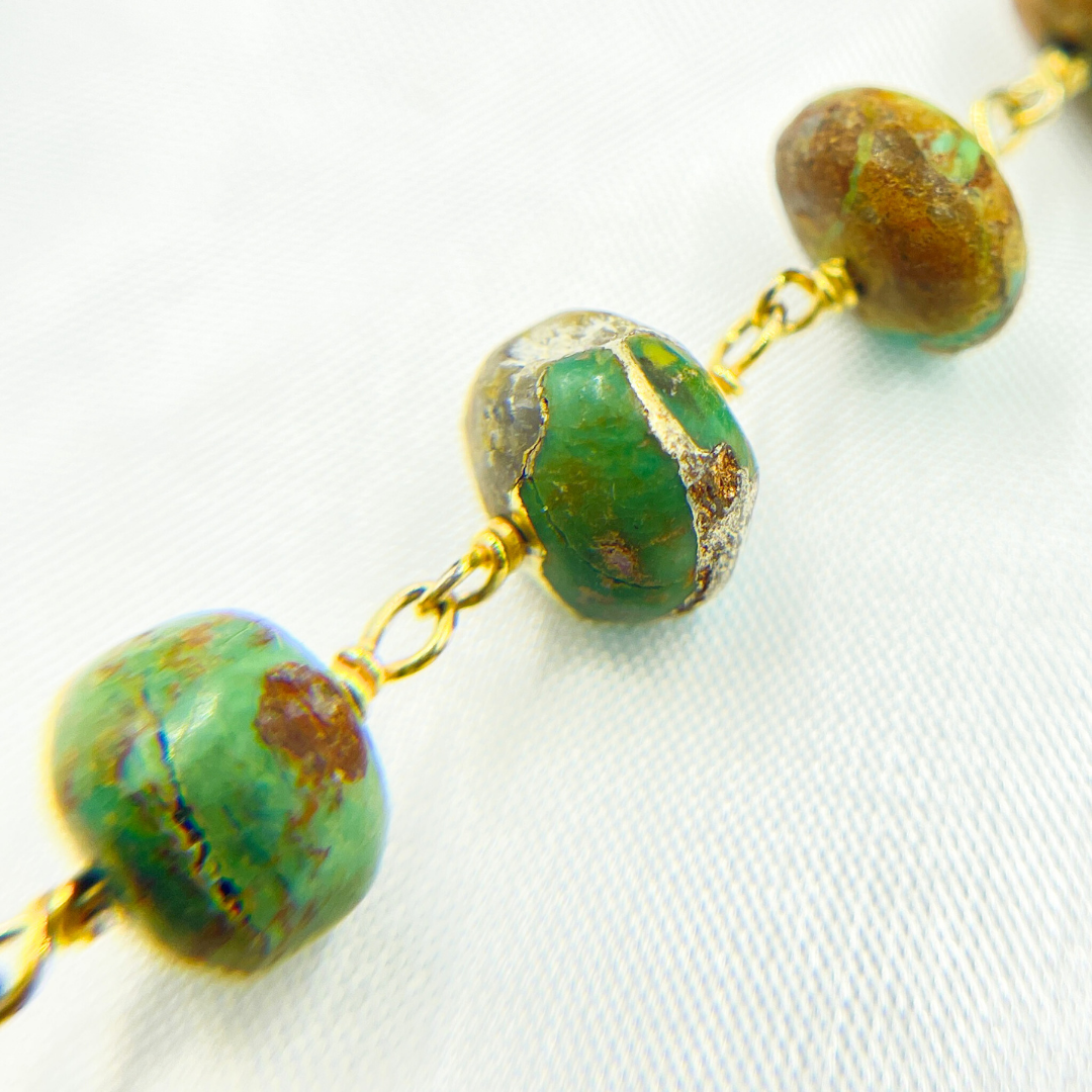 Copper Turquoise Gold Plated Wire Chain