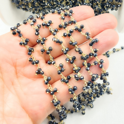 Coated Back Spinel Cluster Dangle Gold Plated Wire Chain