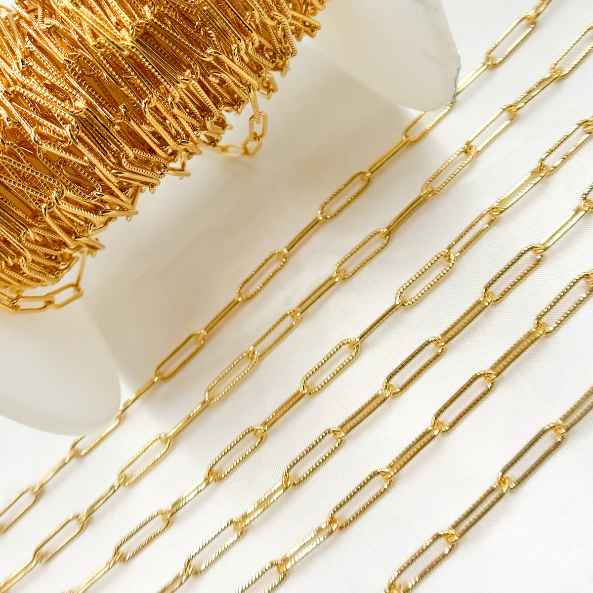 14K Gold Filled Hammered Paperclip Chain