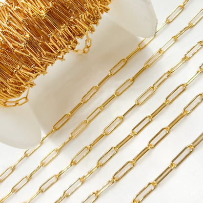14K Gold Filled Hammered Paperclip Chain