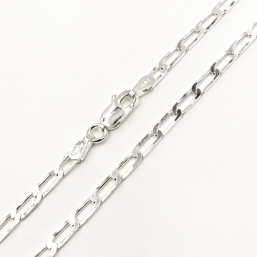 Sterling Silver Flat Paperclip Necklace