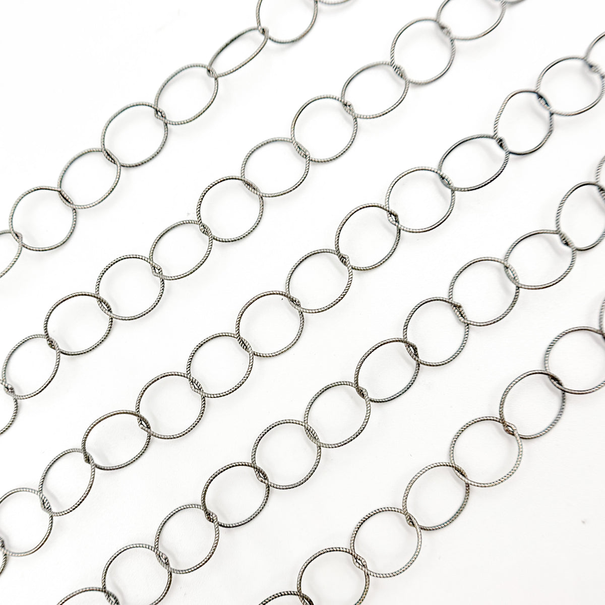 Oxidized Sterling Silver Twisted Round Link Chain