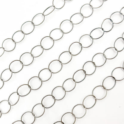 Oxidized Sterling Silver Twisted Round Link Chain