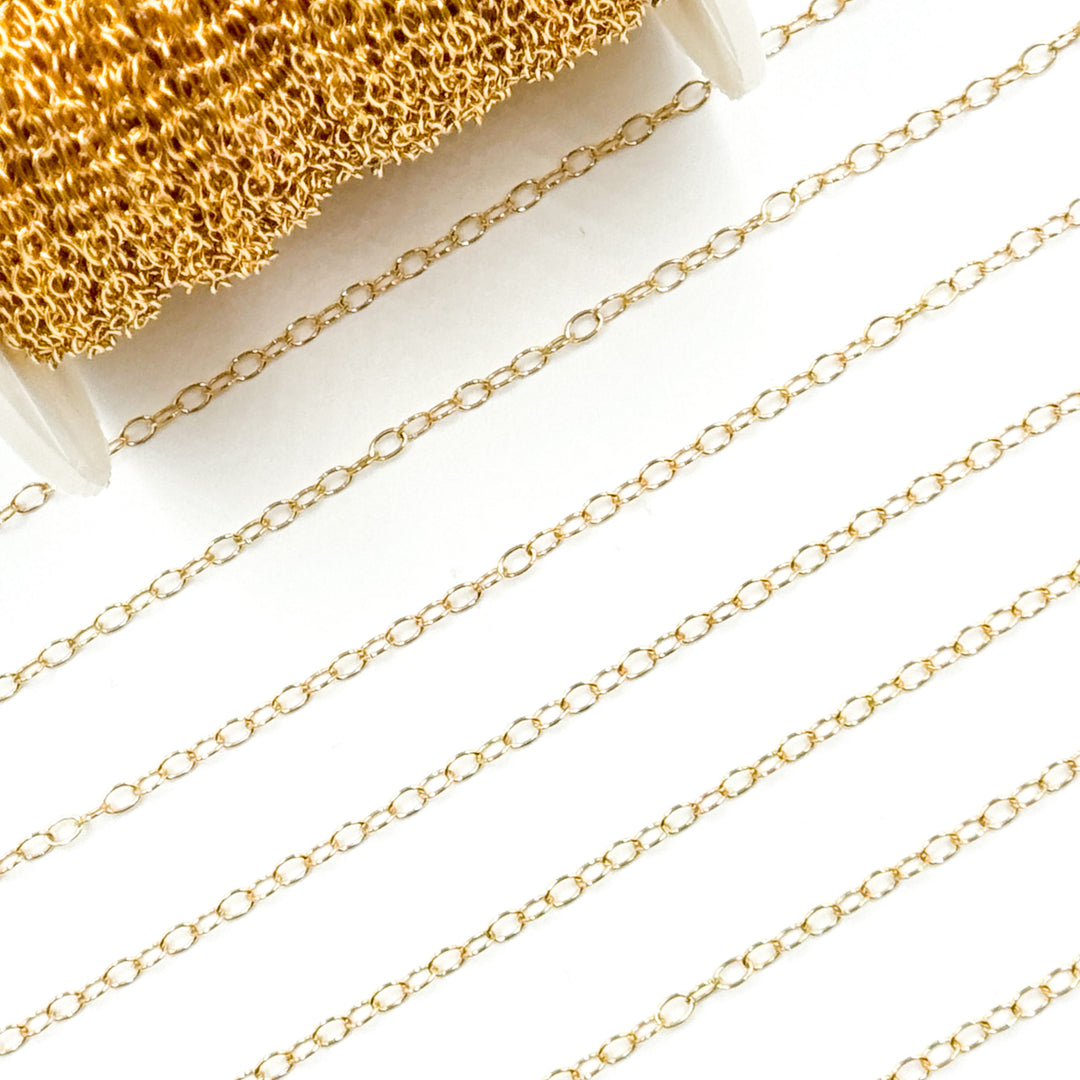 V100GP. Gold Plated Sterling Silver Oval Cable Chain