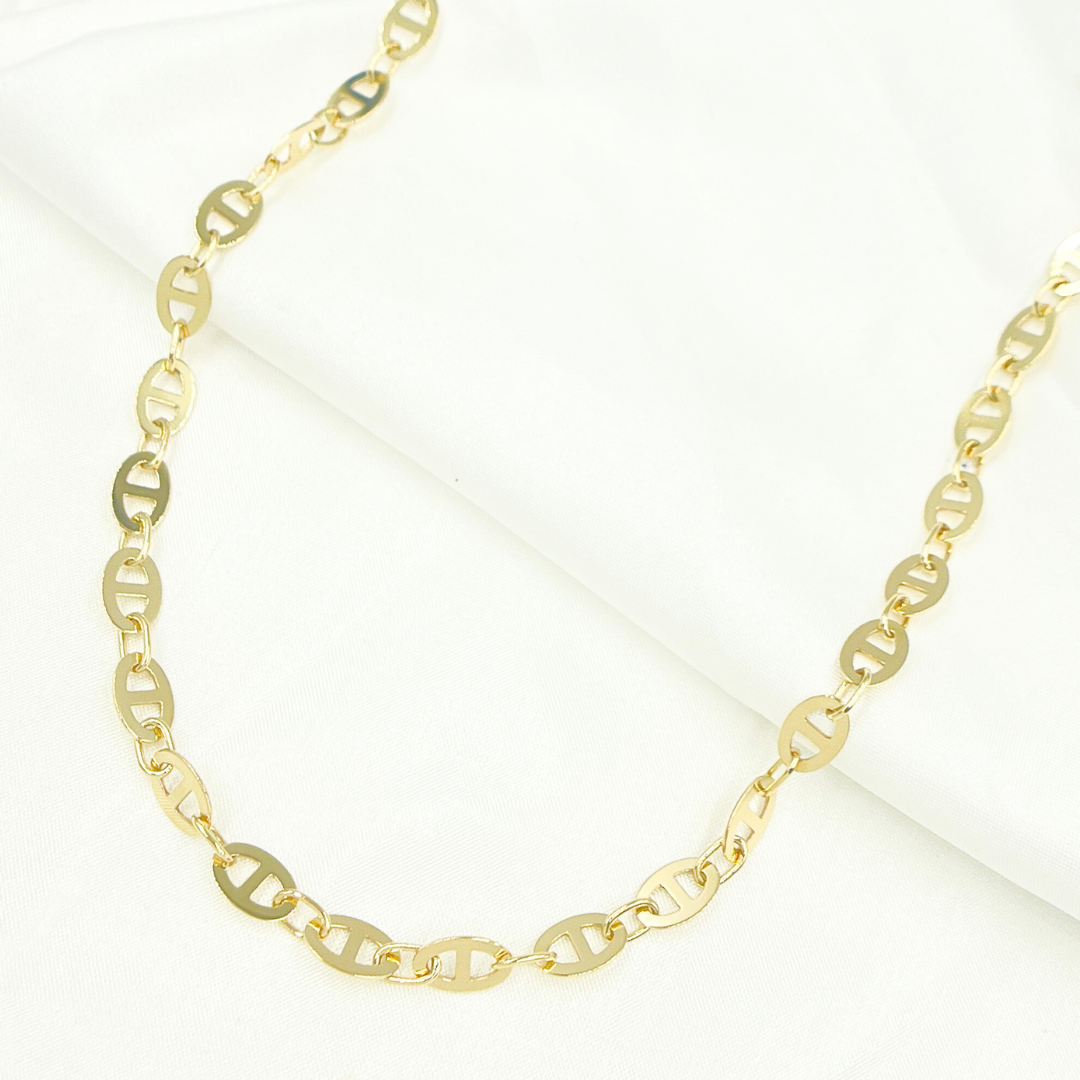 501108MGG. 14k Solid Yellow Gold Flat Mariner Link Chain