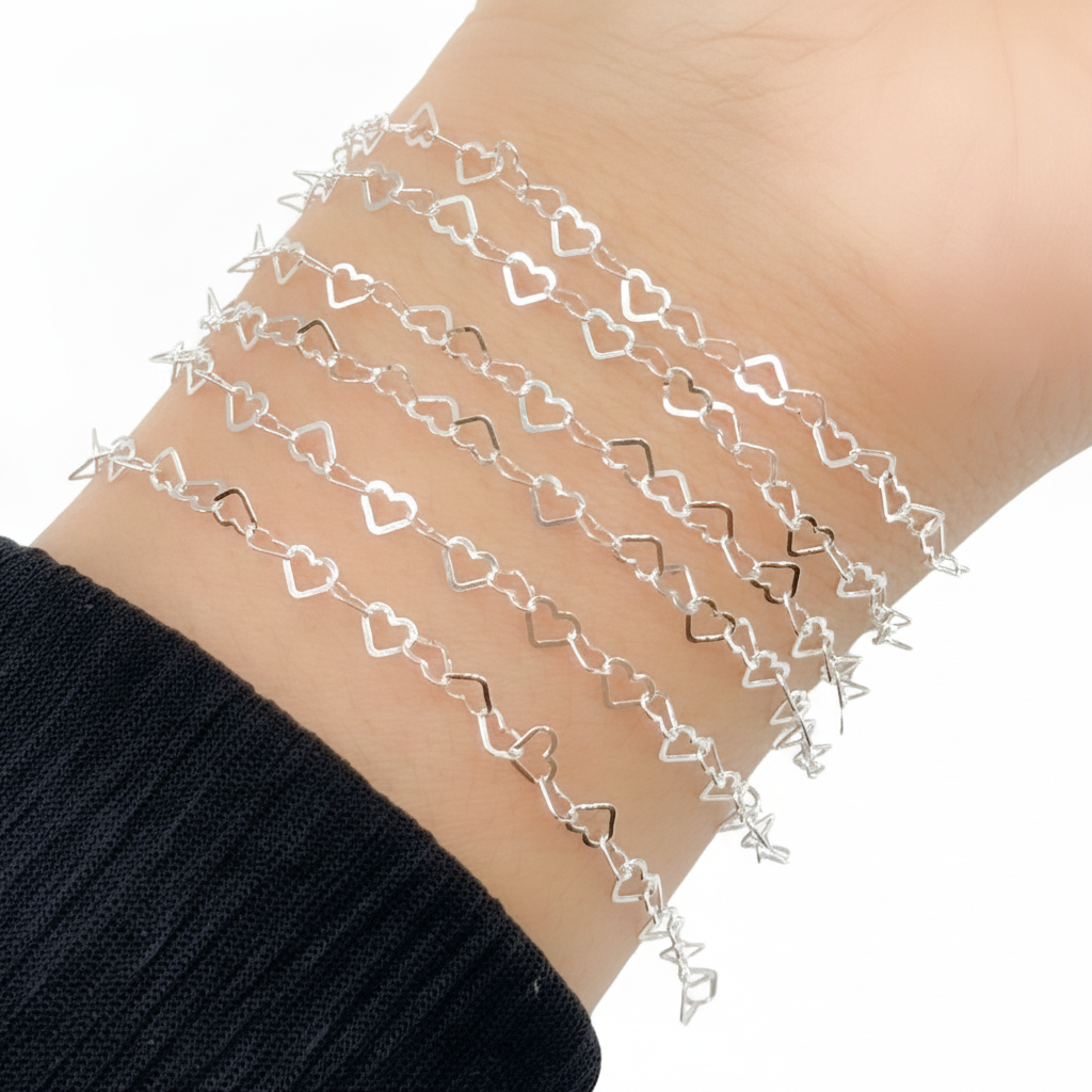 Y112FSS. 925 Sterling Silver Flat Heart Link