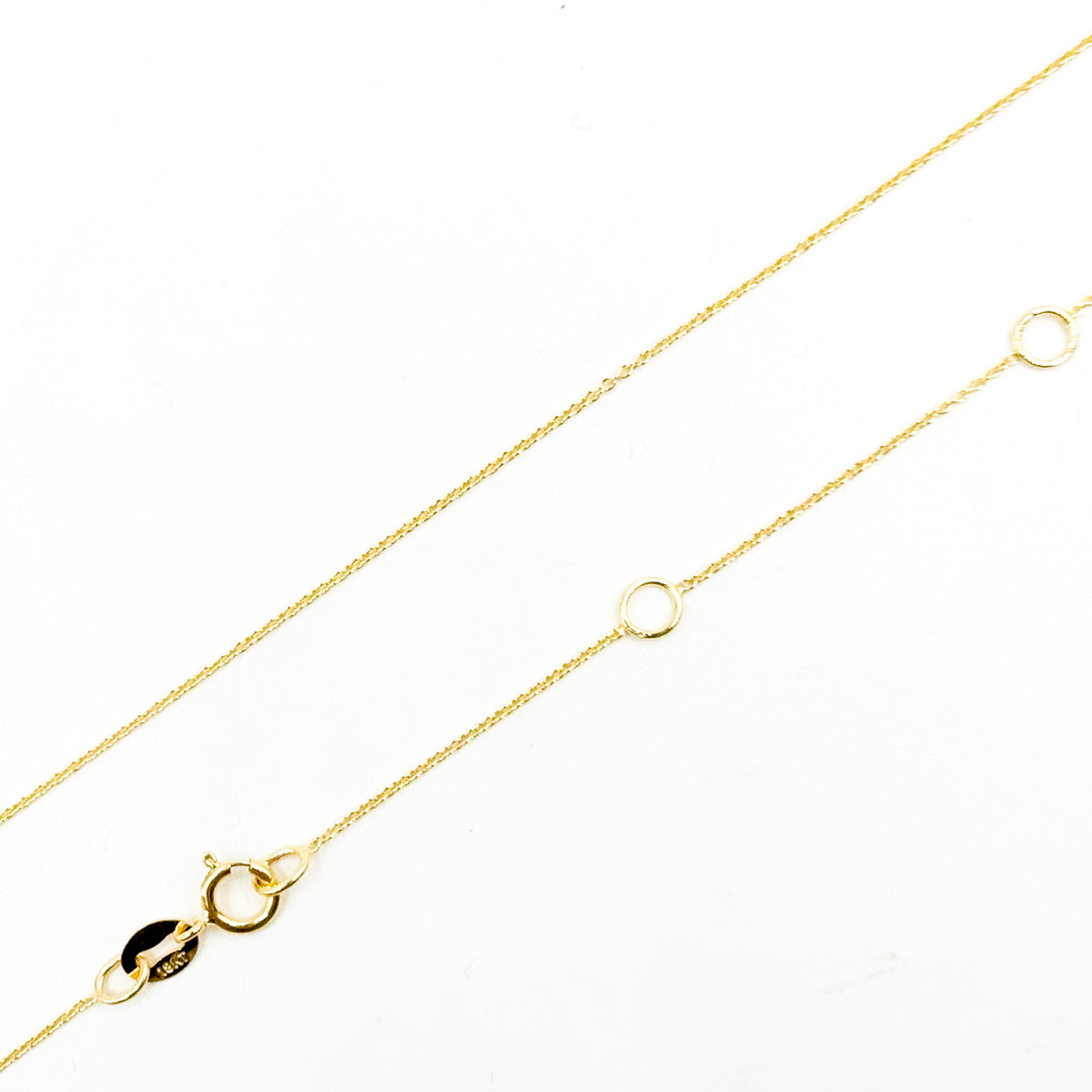 020R01LGJ08018K. 18K Solid Gold Cable 16 Inch Chain with Extender