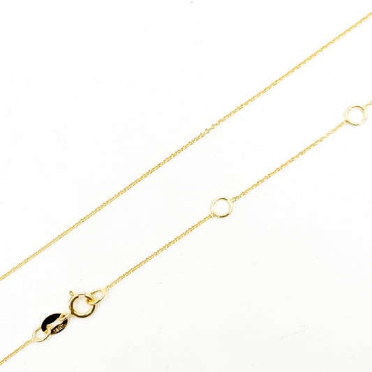 020R01LGJ08018K. 18K Solid Gold Cable 16 Inch Chain with Extender