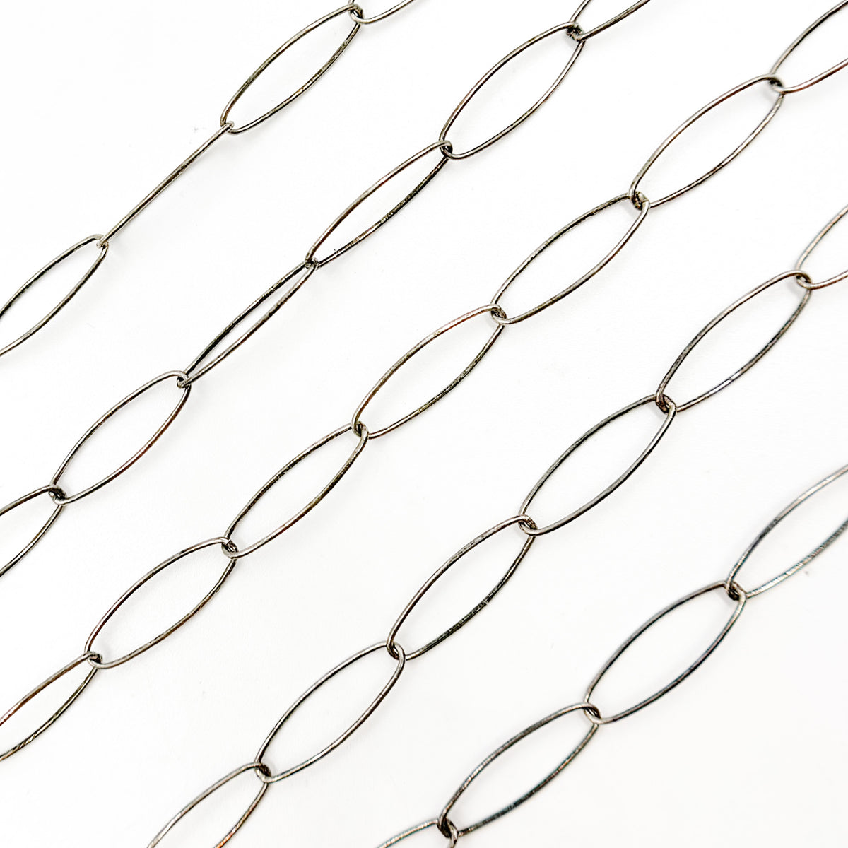 Oxidized Sterling Silver Smooth Marquis Shape Link Chain