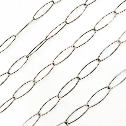 Oxidized Sterling Silver Smooth Marquis Shape Link Chain