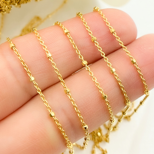 Gold Plated 925 Sterling Silver Cube Link Chain