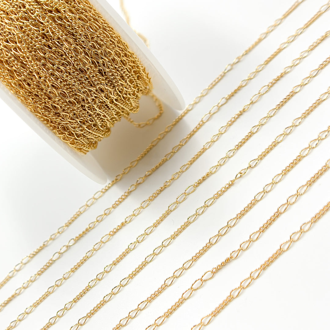 1653CGF. 14k Gold Filled 3 Long and 5 Short Link Chain