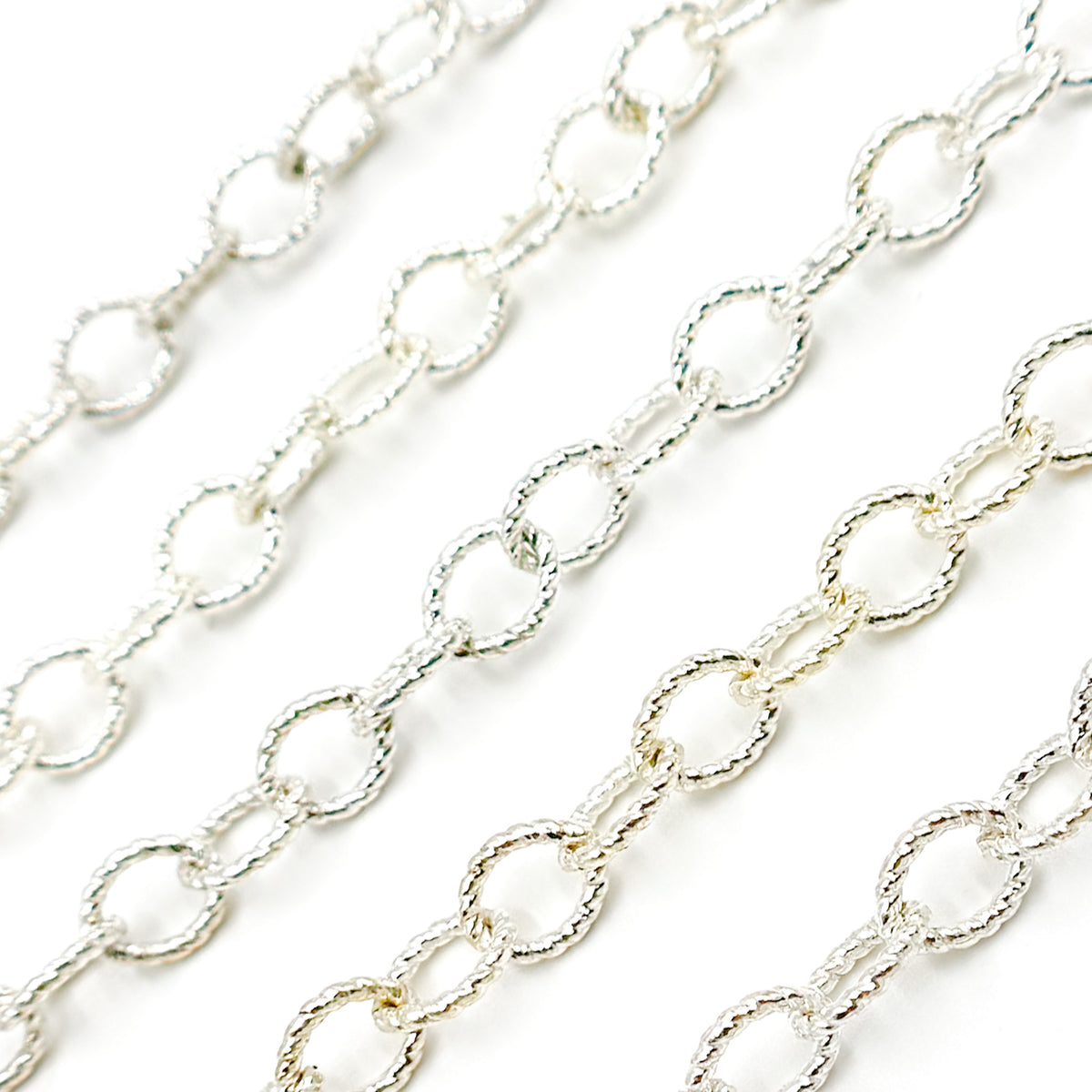 Sterling Silver Twisted Marquise Oval Link Chain