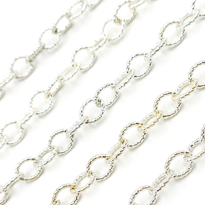 Sterling Silver Twisted Marquise Oval Link Chain